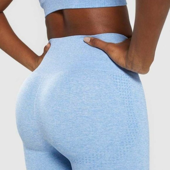 2-Piece Blue Vital Seamless Shorts + Crop Top Set - Picture 3 of 5